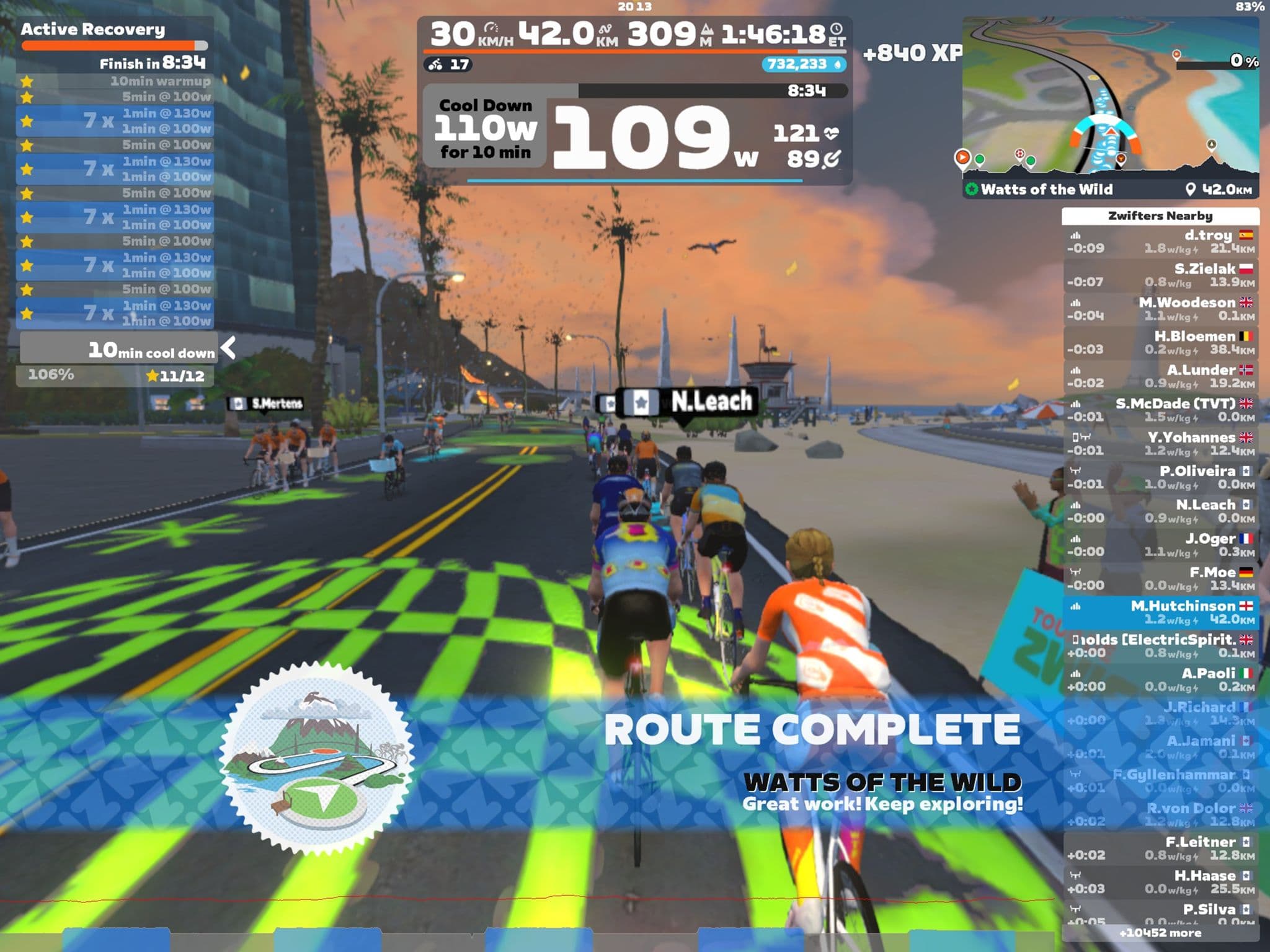 Zwift - Active Recovery on Watts of the Wild in Watopia