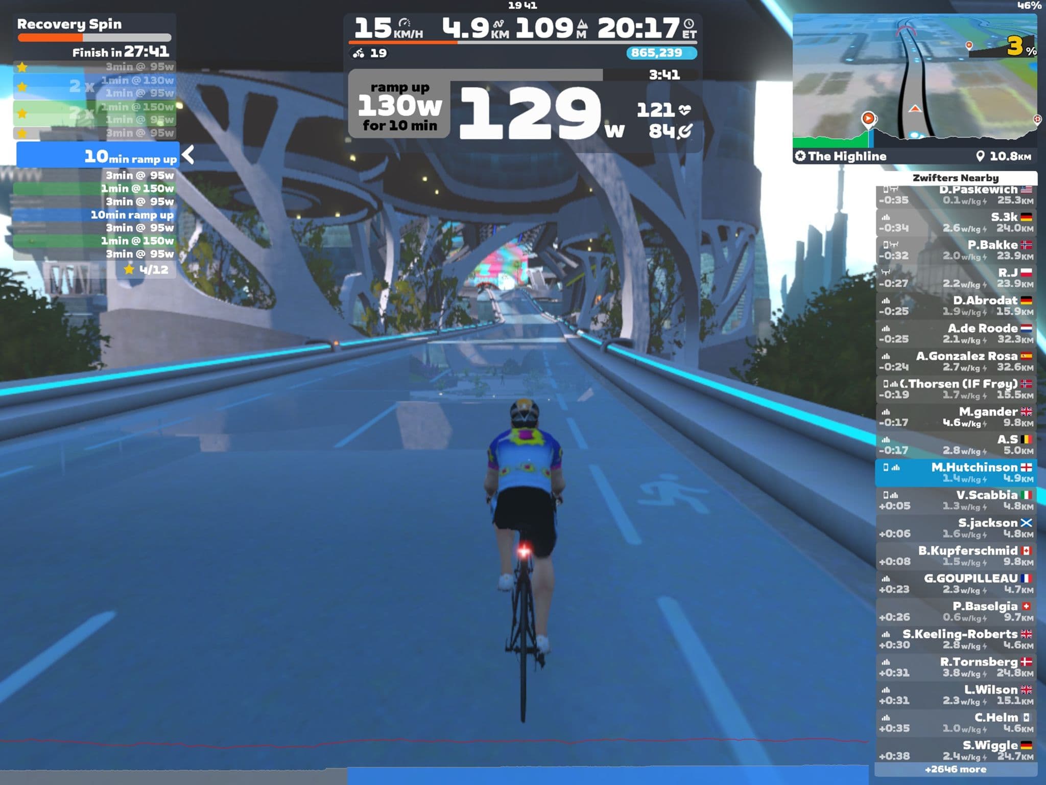 Zwift - Recovery Spin on The Highline in New York