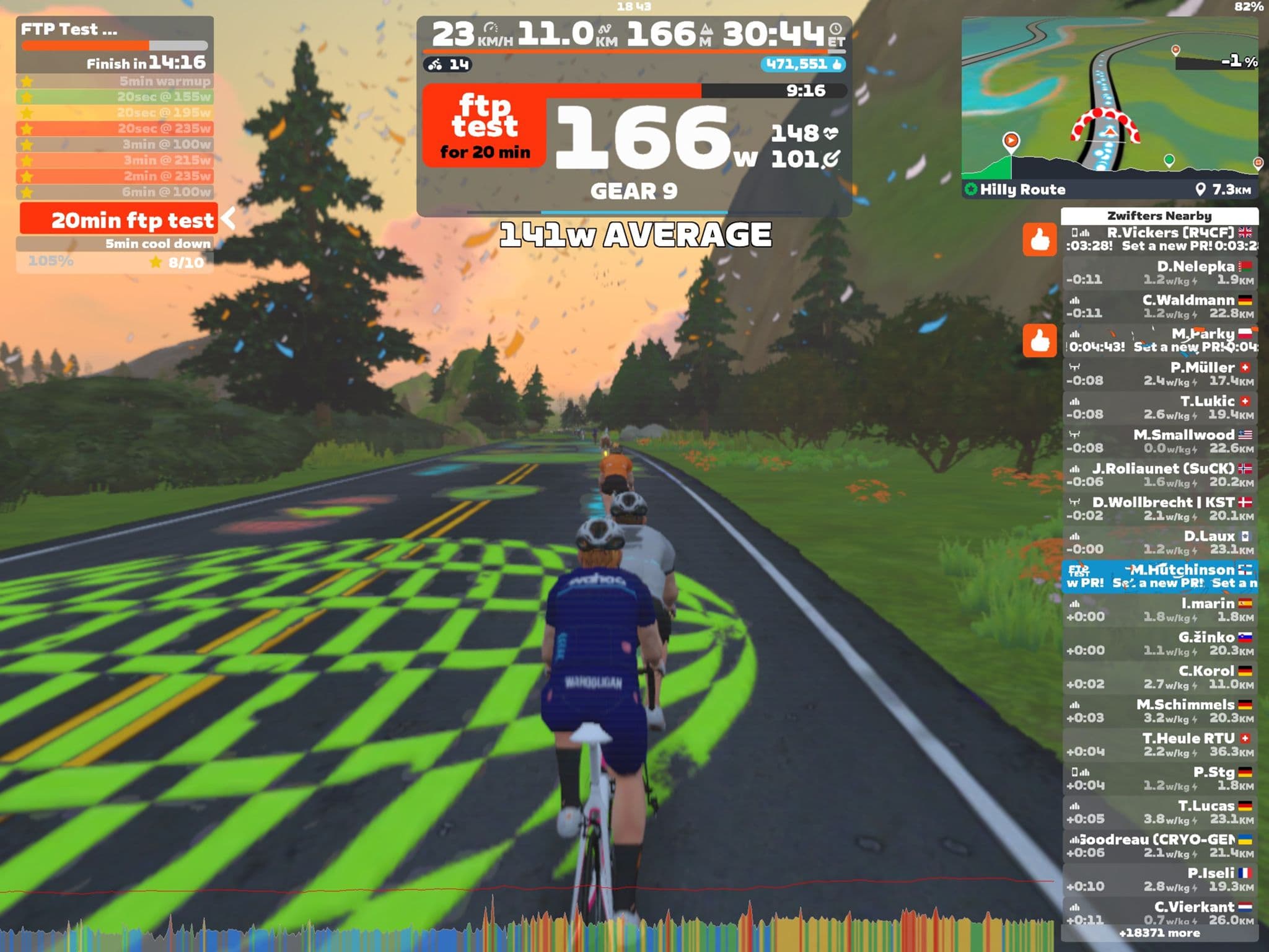 Zwift - FTP Test [Standard] on Hilly Route in Watopia