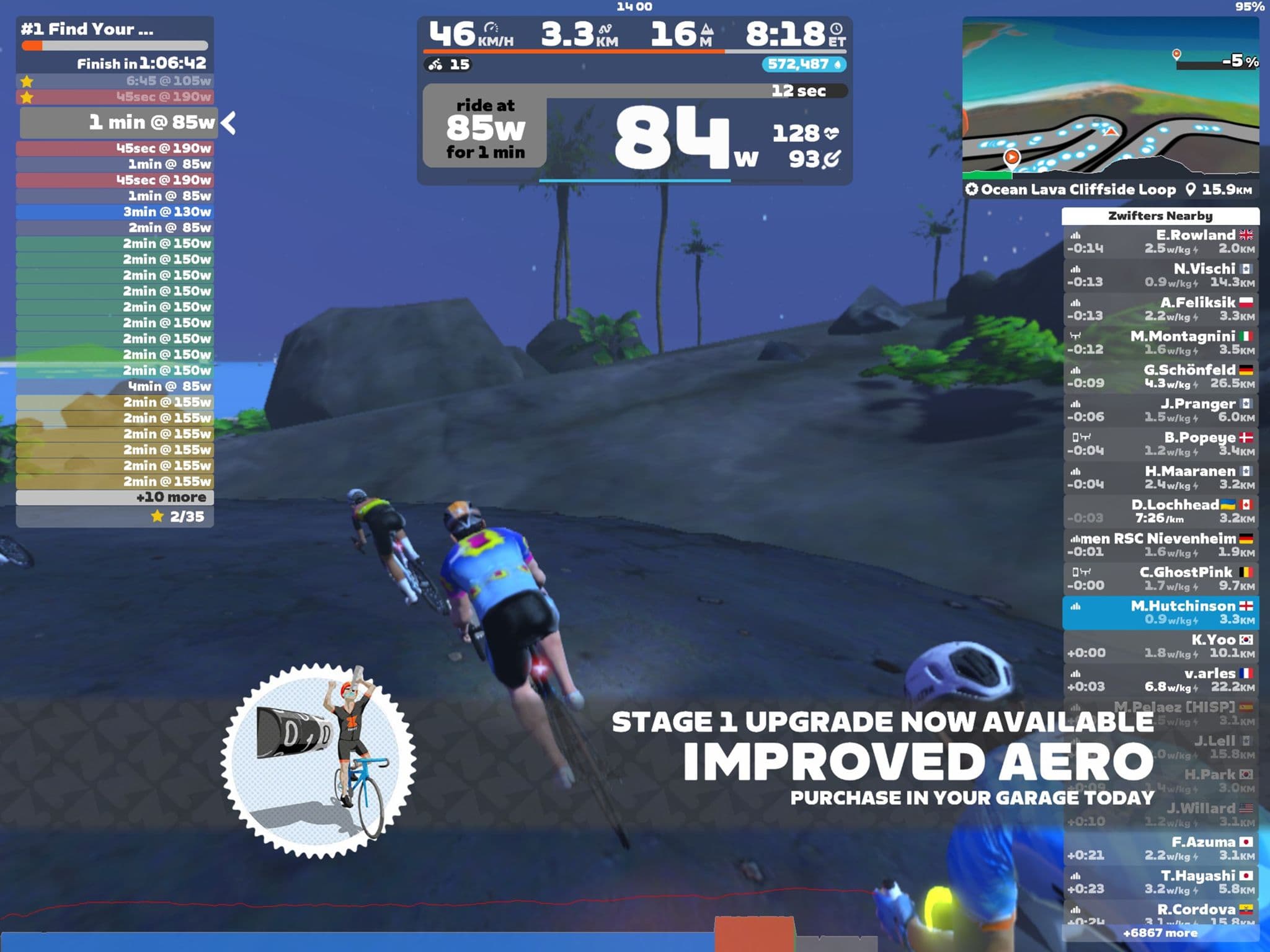 Zwift - #1 Find Your Rhythm - Long on Ocean Lava Cliffside Loop in Watopia