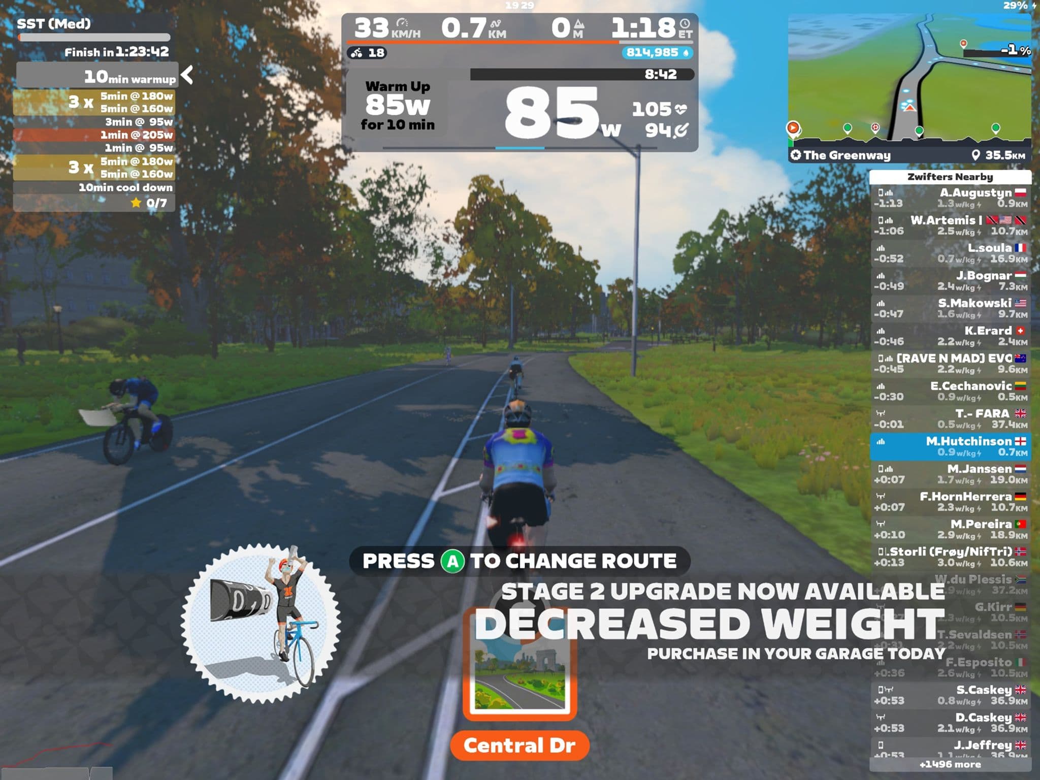 Zwift - Zone 2 #1 on The Greenway in New York