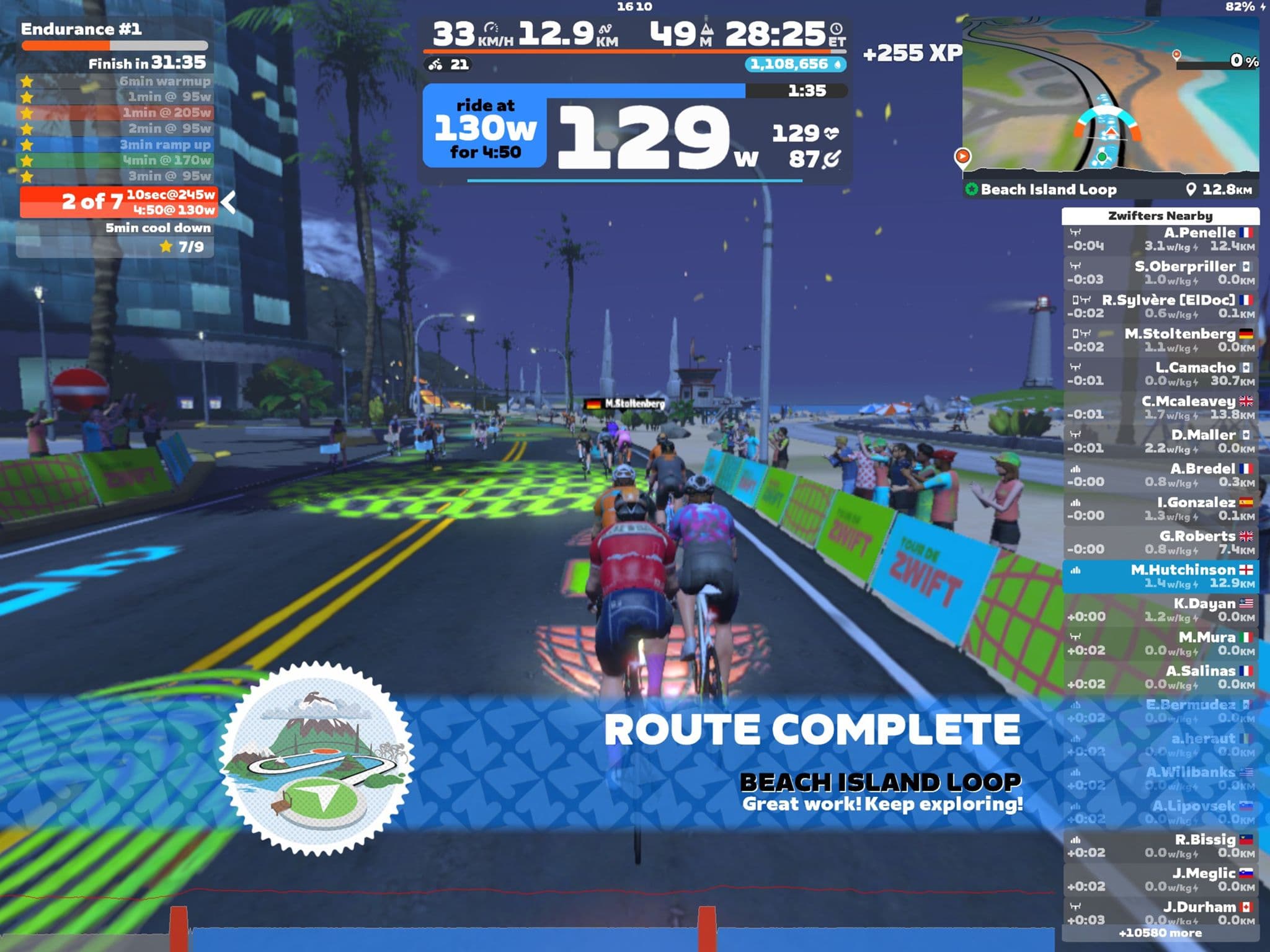 Zwift - Endurance #1 on Beach Island Loop in Watopia