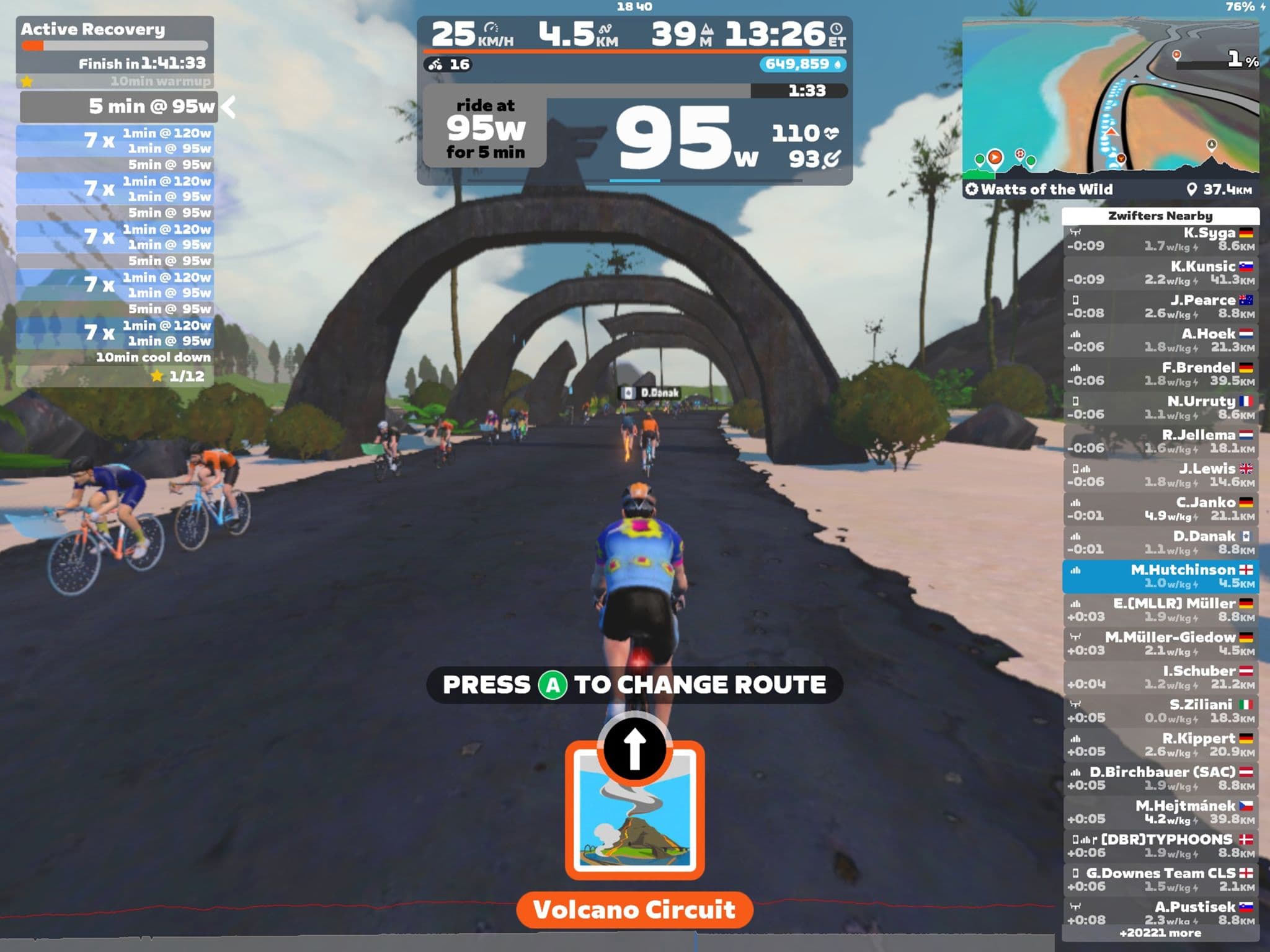 Zwift - Active Recovery on Watts of the Wild in Watopia