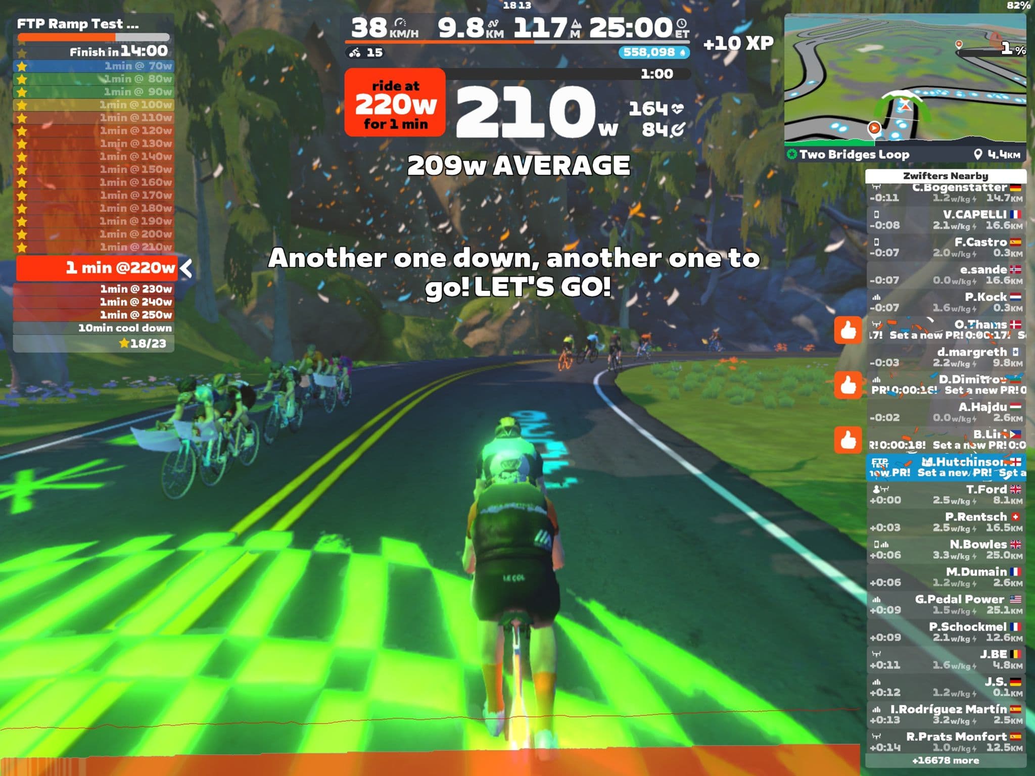 Zwift - FTP Ramp Test [Lite] on Two Bridges Loop in Watopia