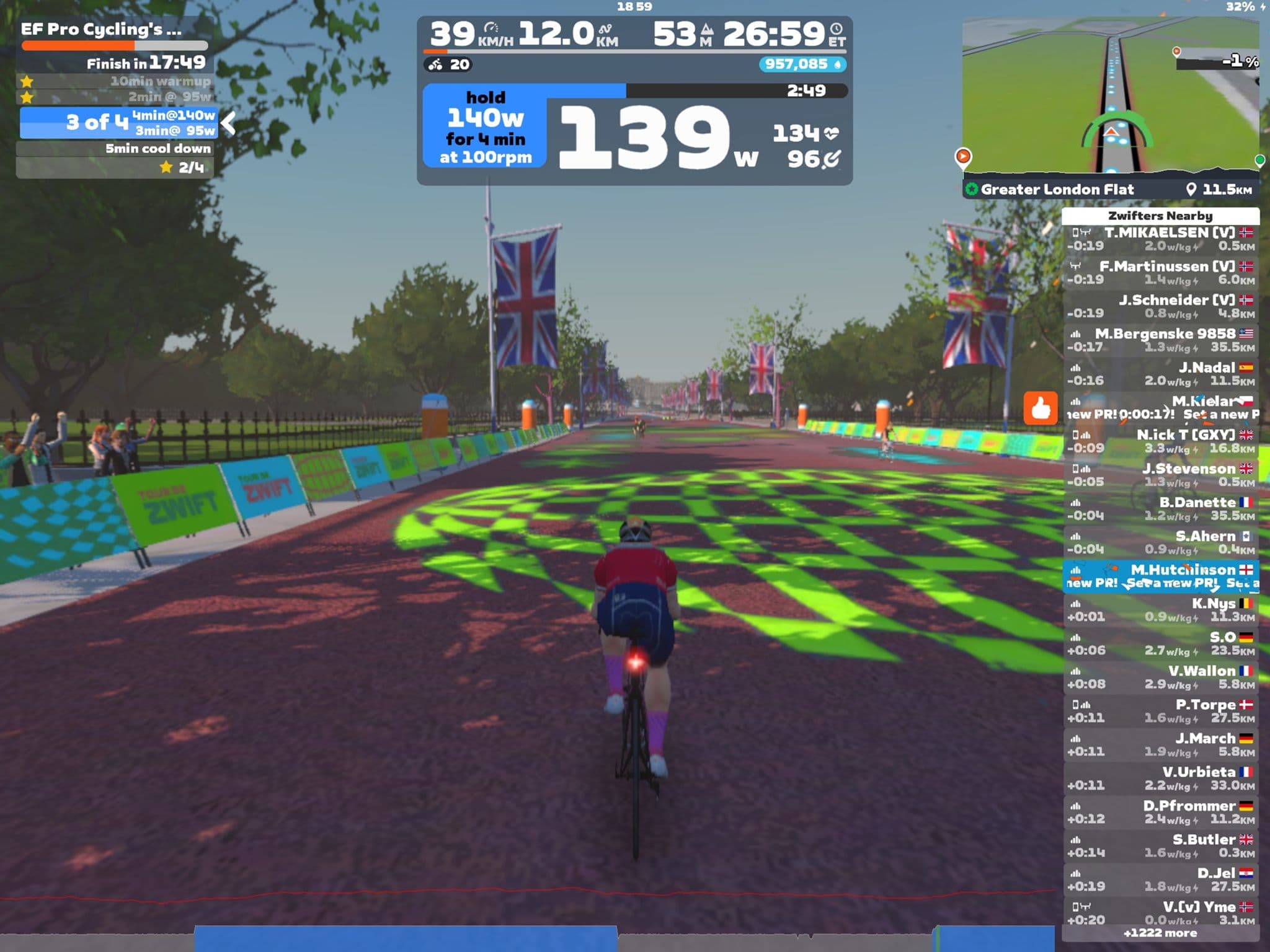 Zwift - EF Pro Cycling's Red Day Workout on Greater London Flat in London