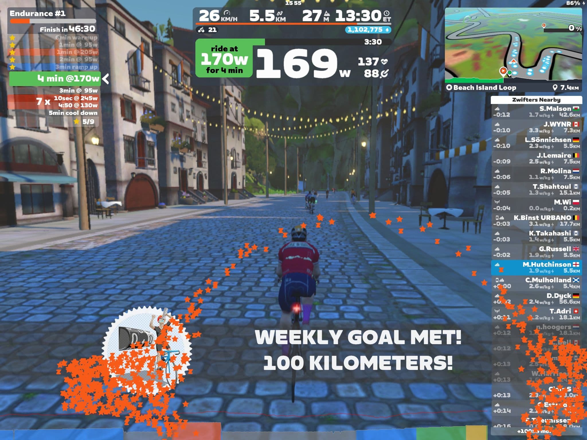 Zwift - Endurance #1 on Beach Island Loop in Watopia