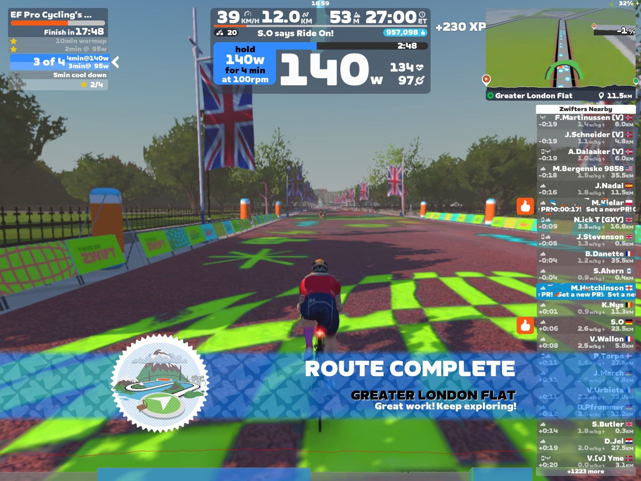 Zwift - EF Pro Cycling's Red Day Workout on Greater London Flat in London